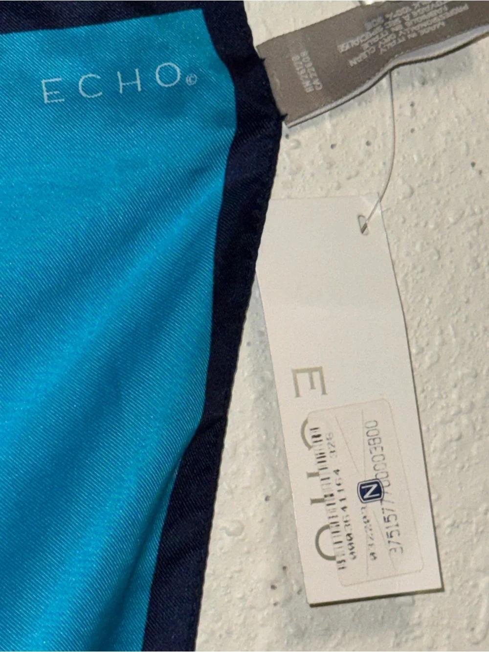Echo Bright Blue Square Scarf with White Daisy and Navy Center